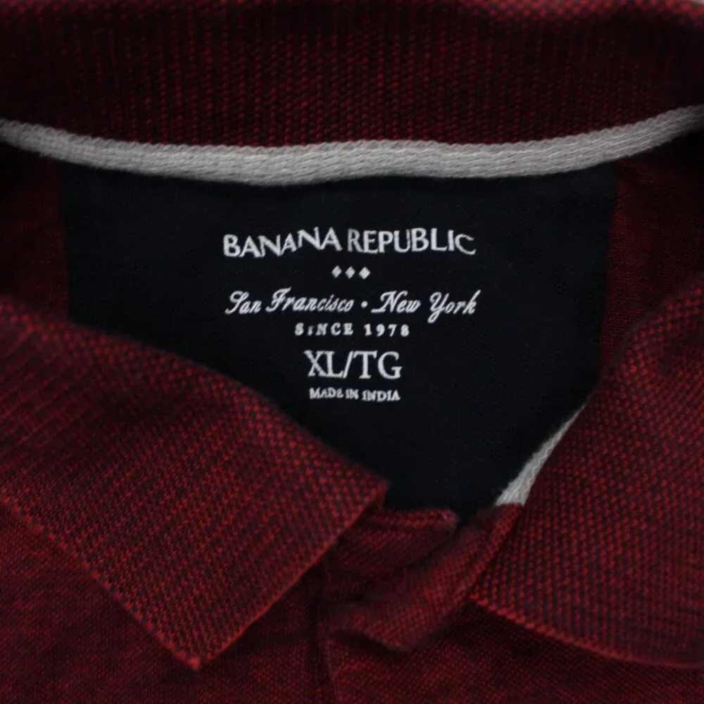 Banana Republic Polo Shirt Mens XL Heather Red Short Sleeve 100% Cotton Pullover